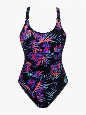 Calvin Klein One Piece Swimsuit | Size 10 | Tropical Print Ruched Tummy Control